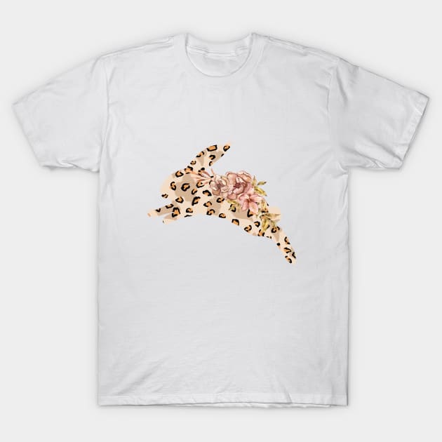 Cute leopard floral boho bunny silhouette illustration T-Shirt by tiana geo